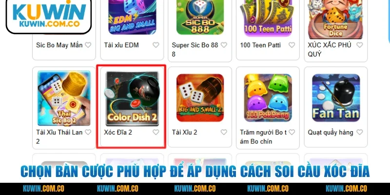 Chọn bàn cược phù hợp để áp dụng cách soi cầu xóc đĩa